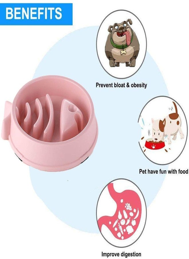 DotPet Slow Feeding Bowl, Fun Interactive Feeder Bloat Stop Pets Dog Bowl Preventing Feeder Anti Gulping Healthy Eating Diet Fish Shape Pet Bowls Against Bloat, Indigestion and Obesity (Pink) - Image 2